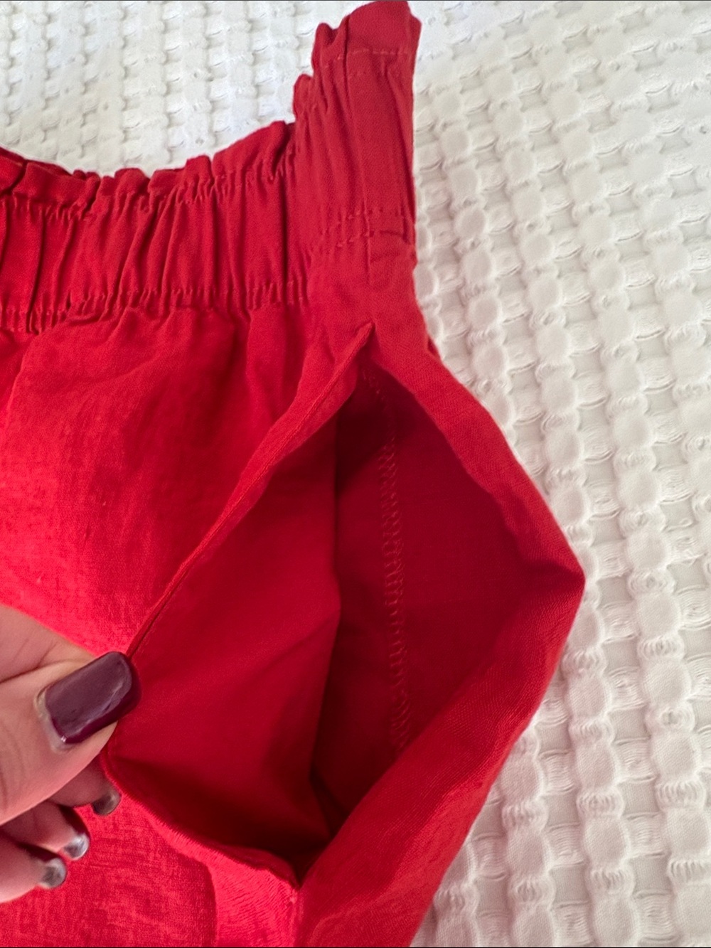 NWT Quince 100% European Linen Red High-Waist Preppy Shorts SZ L - Picture 7 of 8